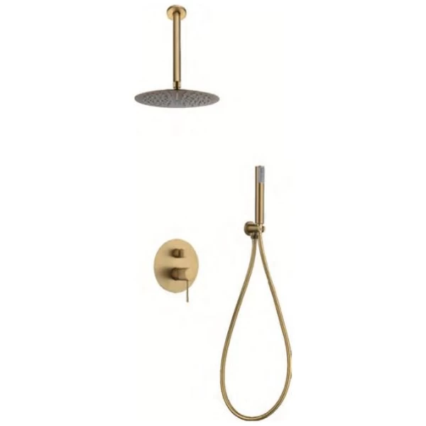 Conjunto De Ducha Monomando Oro Cepillado TOP
