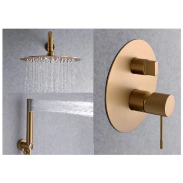 Conjunto De Ducha Monomando Oro Cepillado TOP - Imagen 2