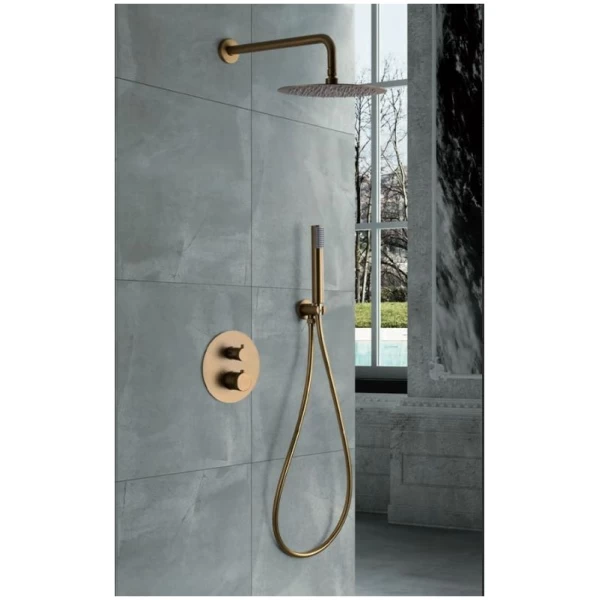 Conjunto De Ducha Termostática Oro Cepillado LINE