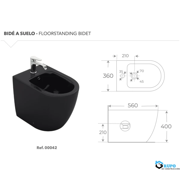 Bidé a suelo Negro Brillo COLECCIÓN VERONA