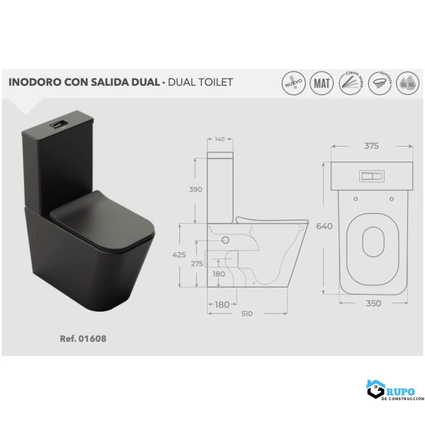 Pack inodoro de cisterna baja con tapa extra-plana COLECCION FLORENCIA