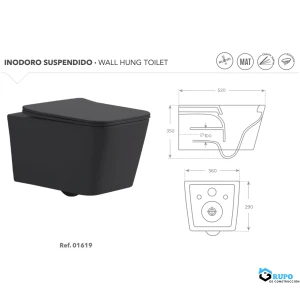 Pack inodoro suspendido con tapa extra-plana (sin cisterna)SERIE FLORENCIA