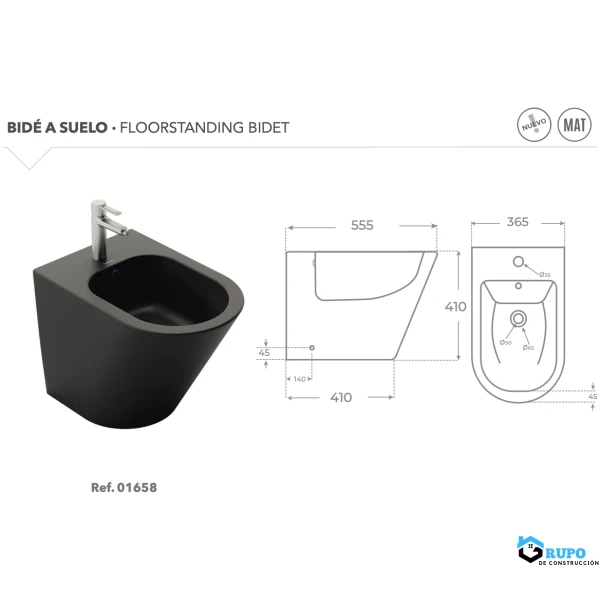 Bidé a suelo Negro Mate SERIE BOLONIA