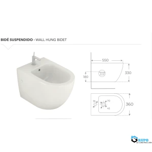Bidé suspendido (incluye tornillería) Blanco COLECCIÓN VERONA