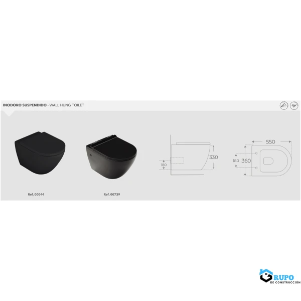 Pack inodoro suspendido Negro Brillo COLECCIÓN VERONA