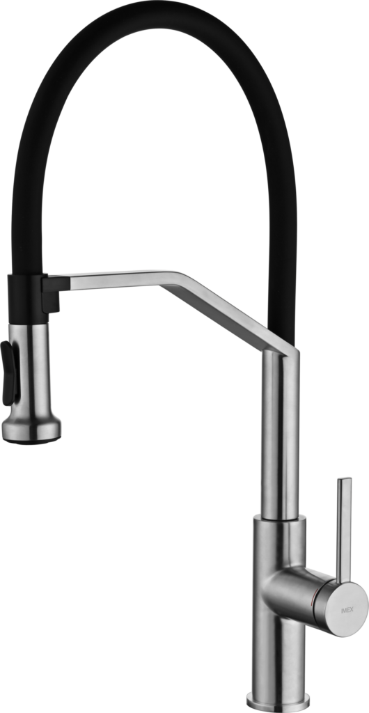 Grifo de cocina extraíble IMEX Véneto en níquel cepillado