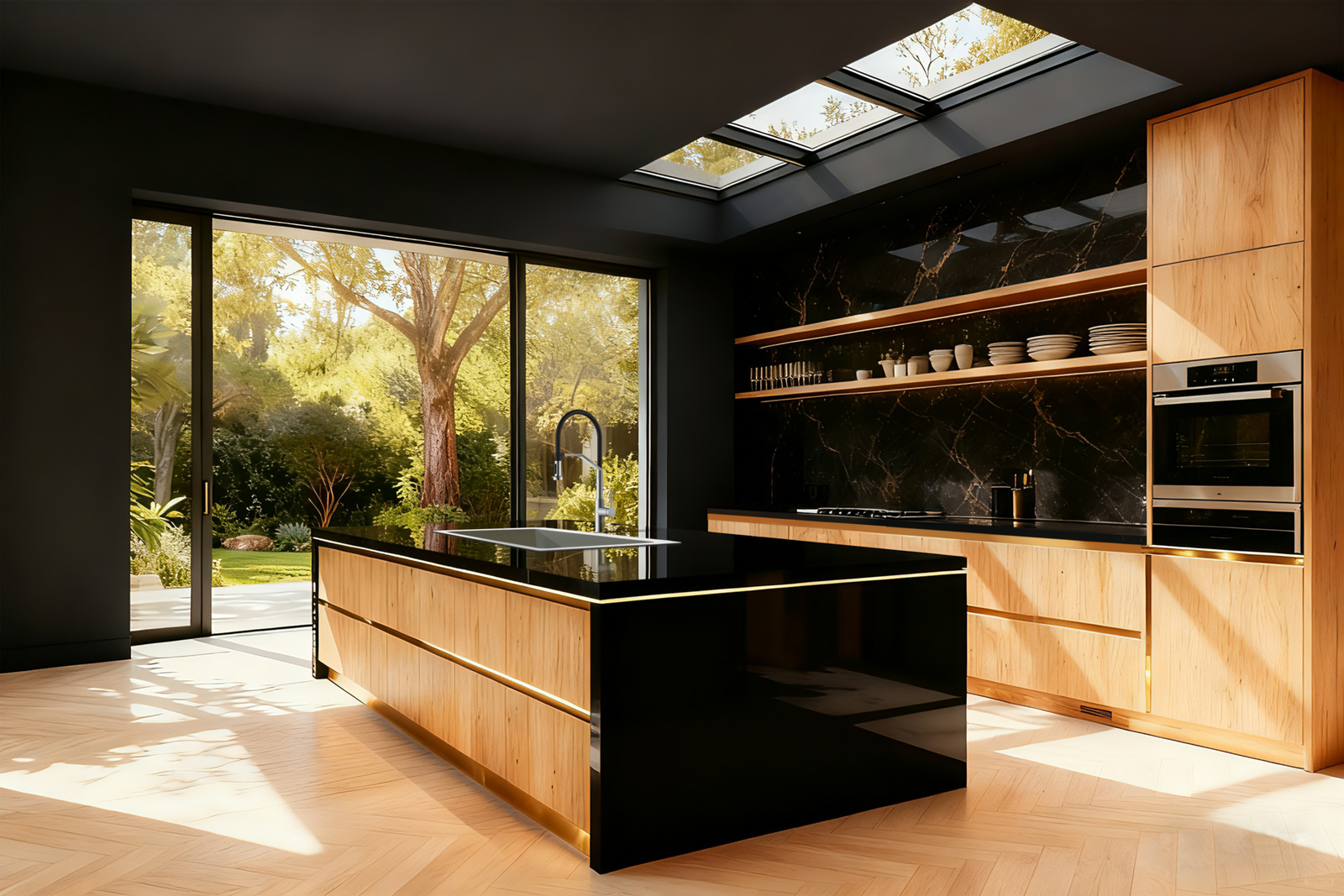Grifo de cocina IMEX Véneto instalado en una cocina contemporánea