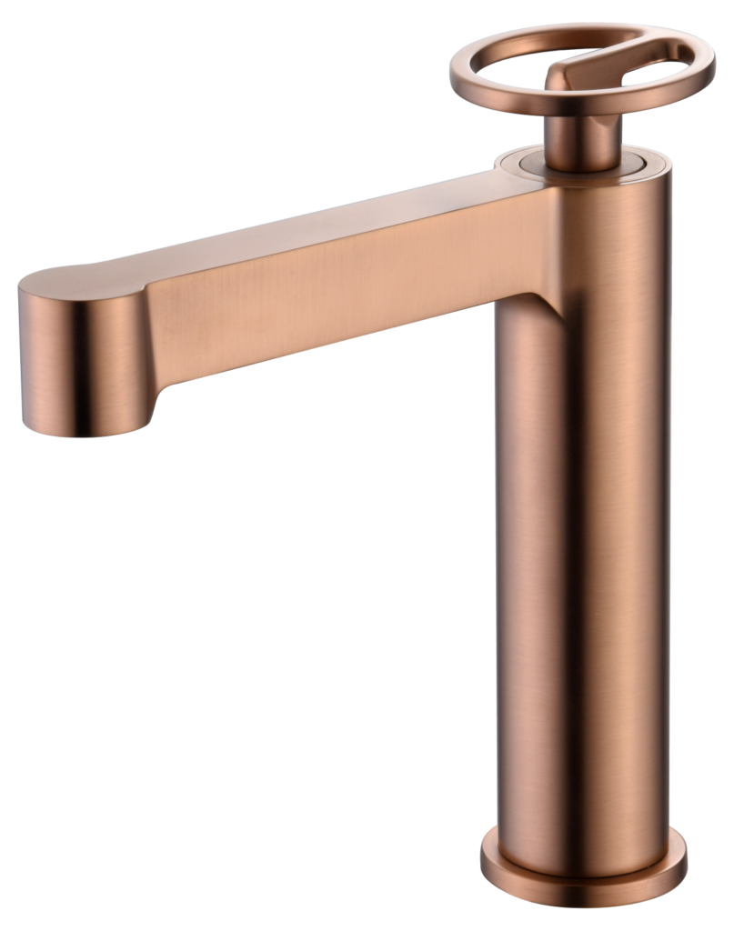 Monomando de lavabo oro rosa cepillado serie Olimpo IMEX