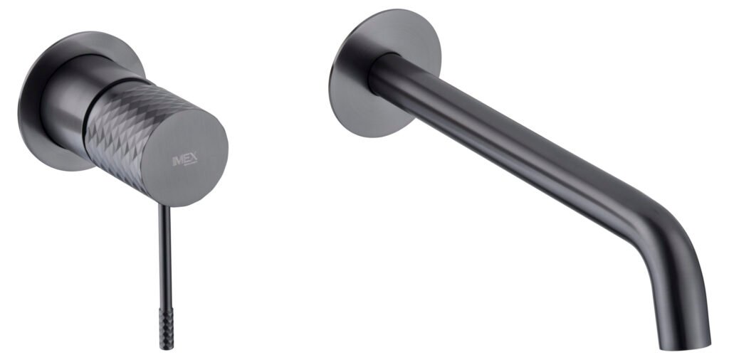 Grifo de lavabo empotrado monomando IMEX Génova en black gun metal.