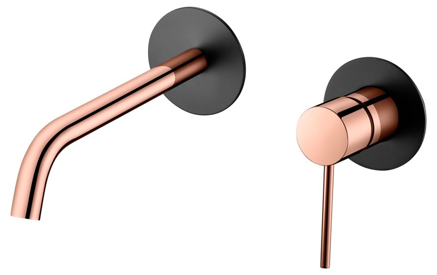 Grifo de lavabo empotrado negro oro rosa serie Milos IMEX
