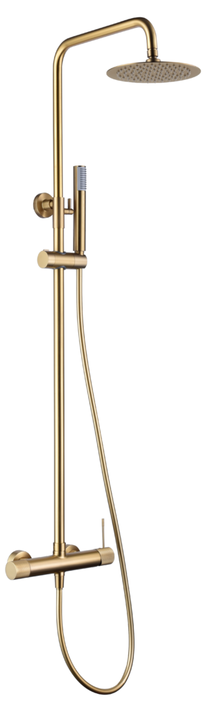 Barra de ducha monomando oro cepillado serie Line IMEX
