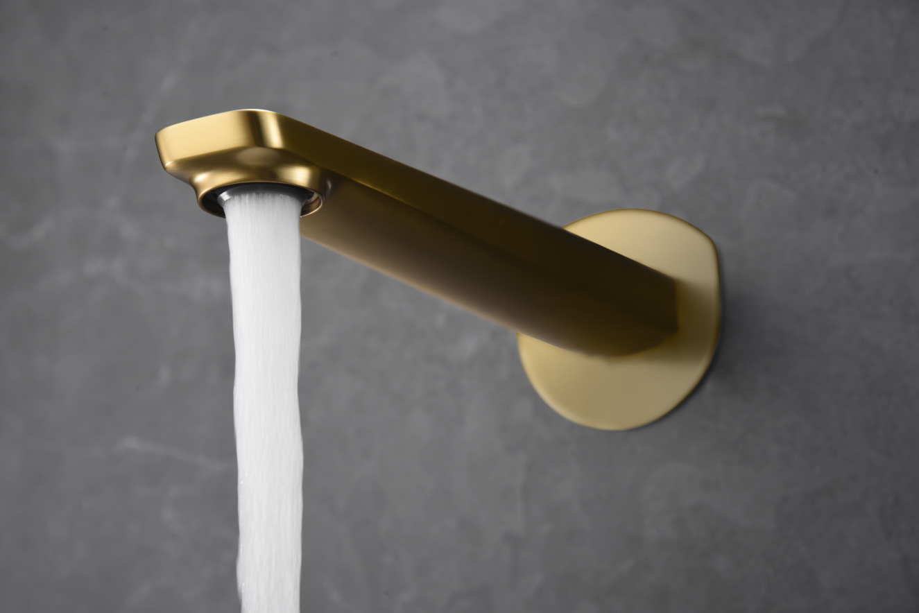 Grifo de lavabo empotrado monomando oro cepillado serie Nápoles IMEX - Imagen 4
