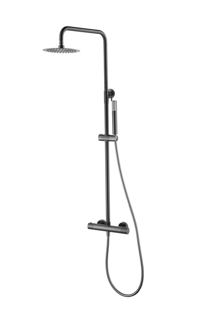 Barra de ducha termostática black gun metal serie Monza IMEX