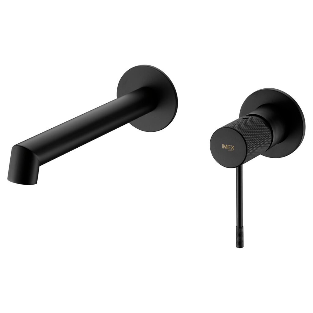 Grifo de lavabo monomando empotrado negro mate serie Line IMEX