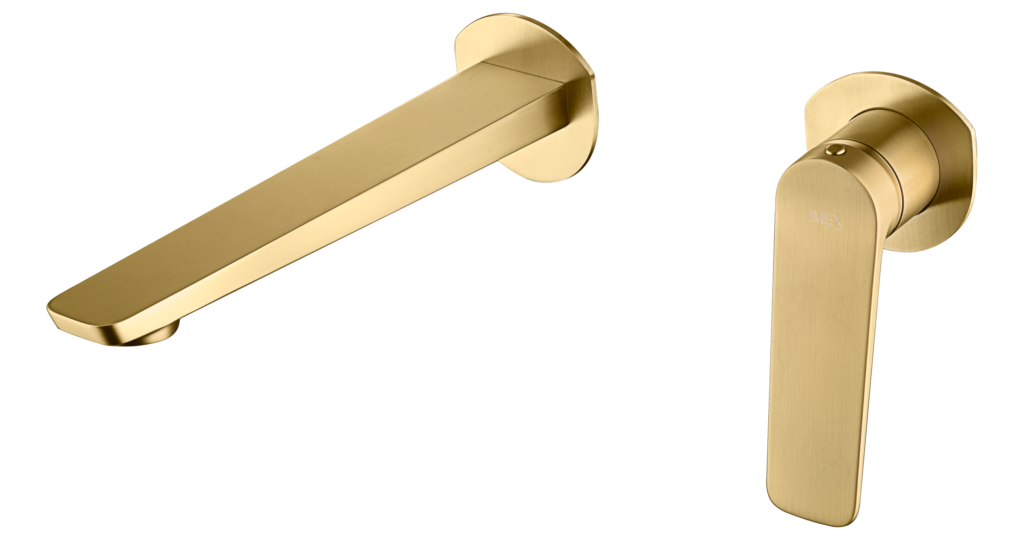 Grifo de lavabo empotrado monomando oro cepillado serie Nápoles IMEX