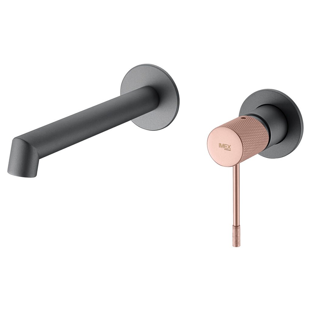 Grifo de lavabo empotrado monomando gris mate/ champagne serie Line IMEX