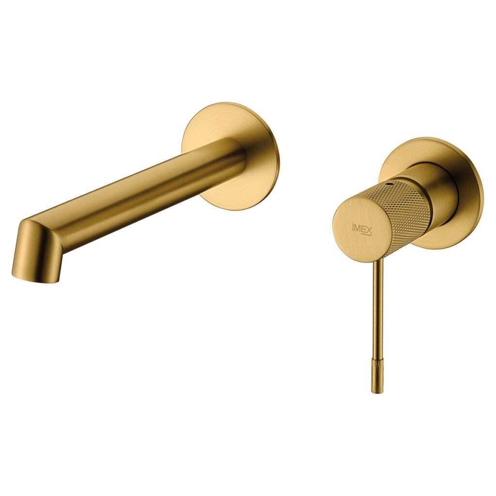 Grifo de lavabo monomando empotrado oro cepillado serie Line IMEX