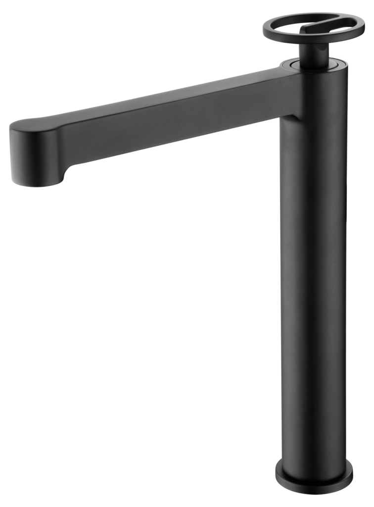 Monomando de lavabo caño alto negro mate serie Olimpo IMEX