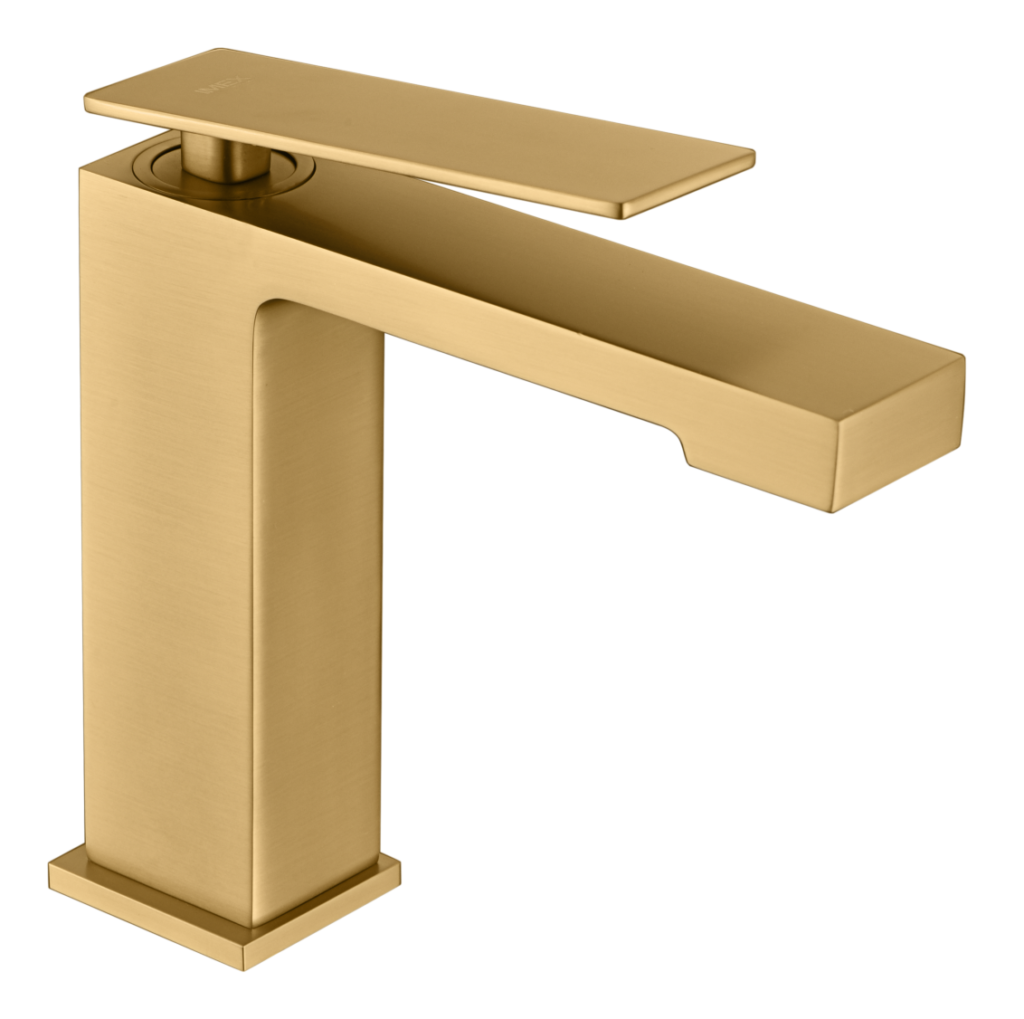 Monomando de lavabo oro cepillado serie Pisa IMEX
