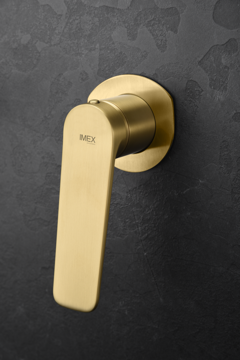 Grifo de lavabo empotrado monomando oro cepillado serie Nápoles IMEX - Imagen 5