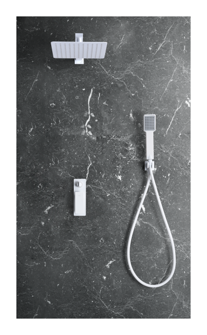 Conjunto de ducha monomando empotrado blanco mate serie Fiyi IMEX - Imagen 2