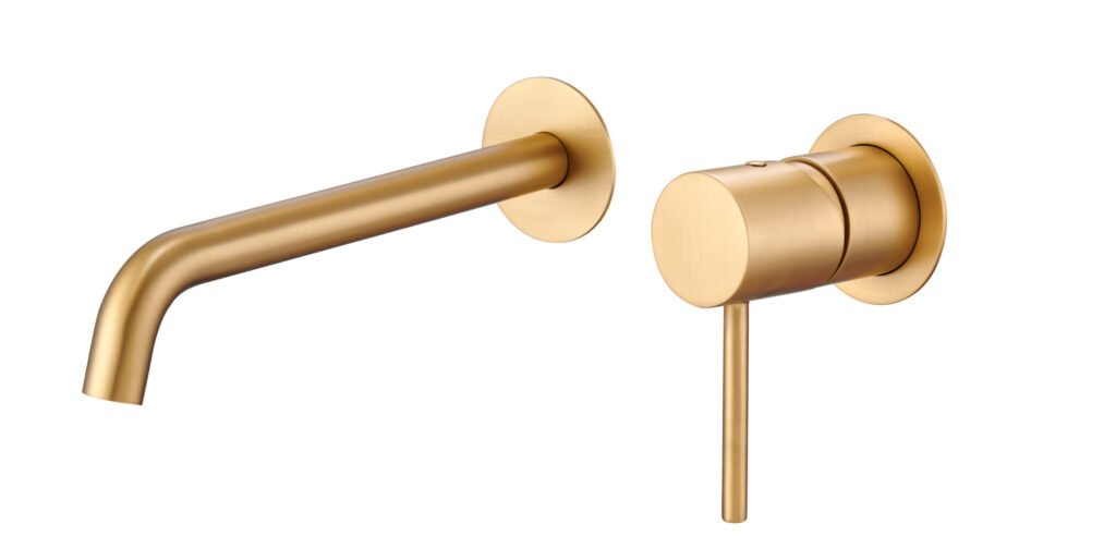 Grifo de lavabo empotrado monomando oro cepillado serie Monza IMEX