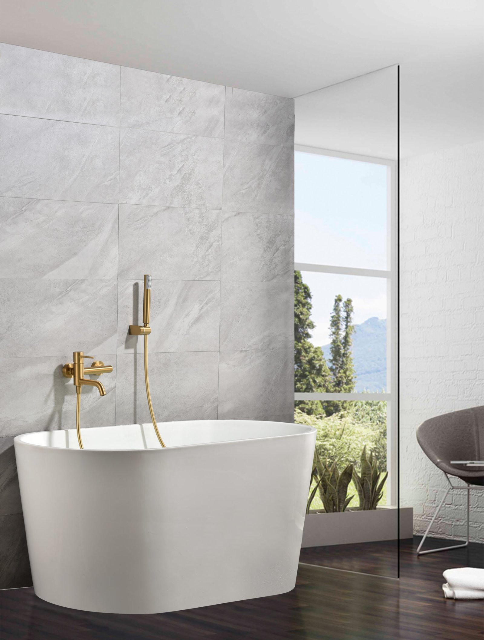 Grifería baño y ducha monomando oro cepillado serie Monza IMEX - Imagen 2