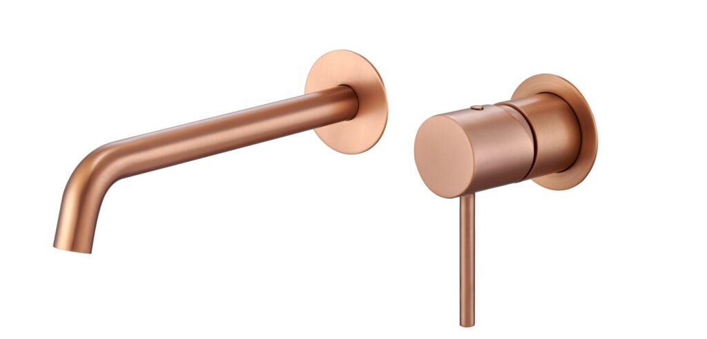 Grifo de lavabo empotrado monomando oro rosa cepillado serie Monza IMEX