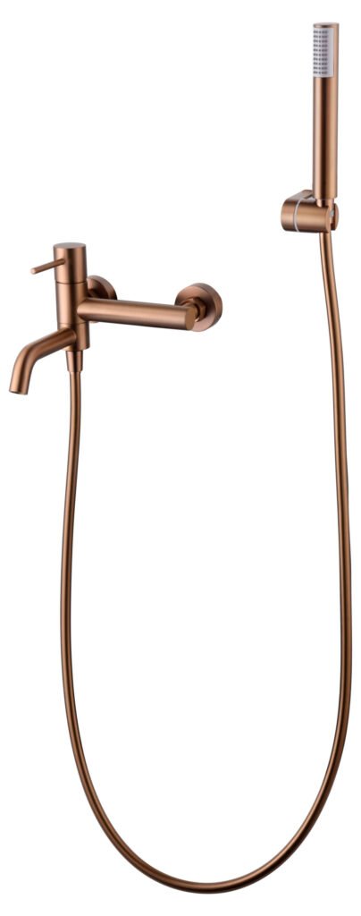 Grifería baño y ducha monomando oro rosa cepillado serie Monza IMEX