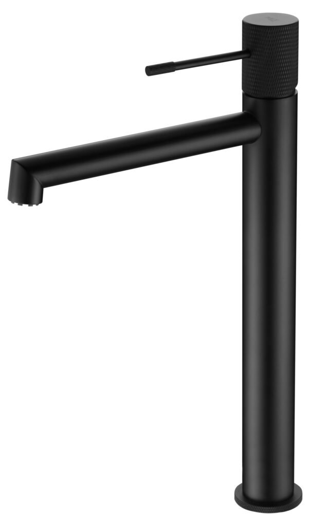 Monomando de lavabo caño alto negro mate serie Line IMEX