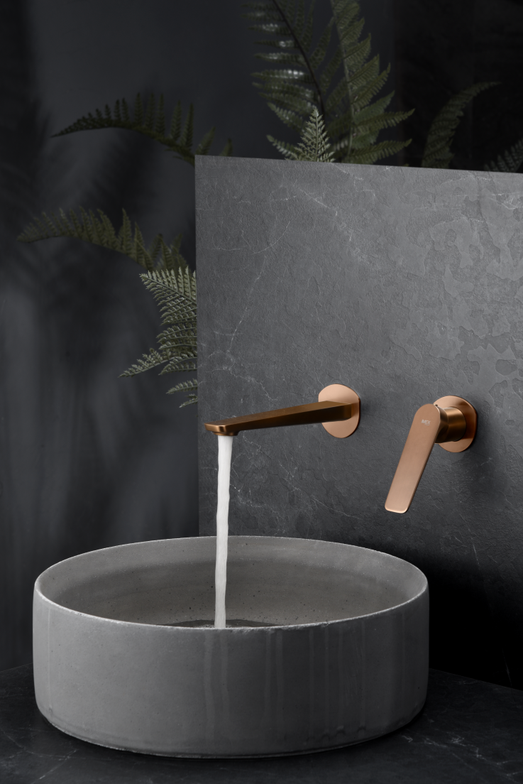 Grifo de lavabo empotrado monomando oro rosa cepillado serie Nápoles IMEX - Imagen 2
