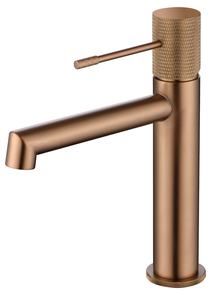 Monomando de lavabo oro rosa cepillado serie Line IMEX