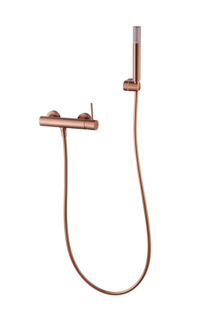Grifería de ducha monomando oro rosa cepillado serie Monza IMEX