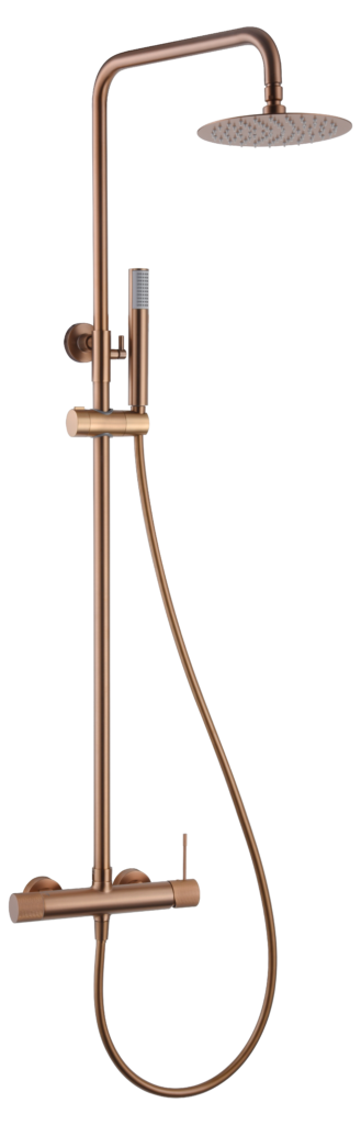 Barra de ducha monomando oro rosa cepillado serie Line IMEX