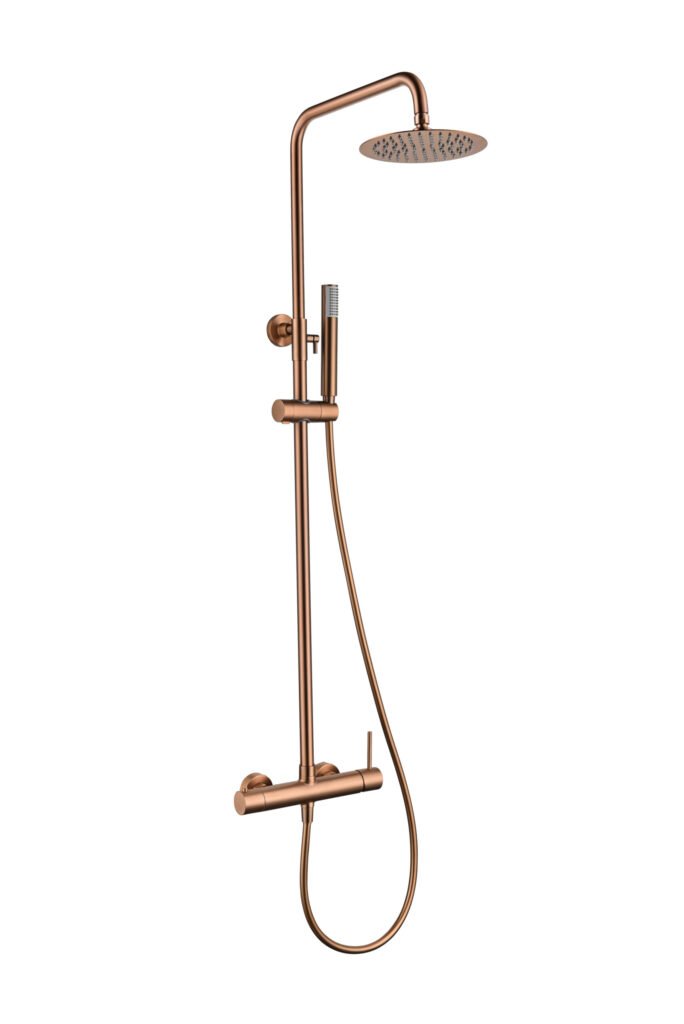 Barra de ducha monomando oro rosa cepillado serie Monza IMEX