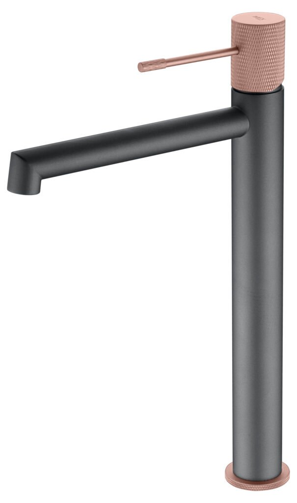 Monomando de lavabo de caño alto gris mate/ champagne serie Line IMEX