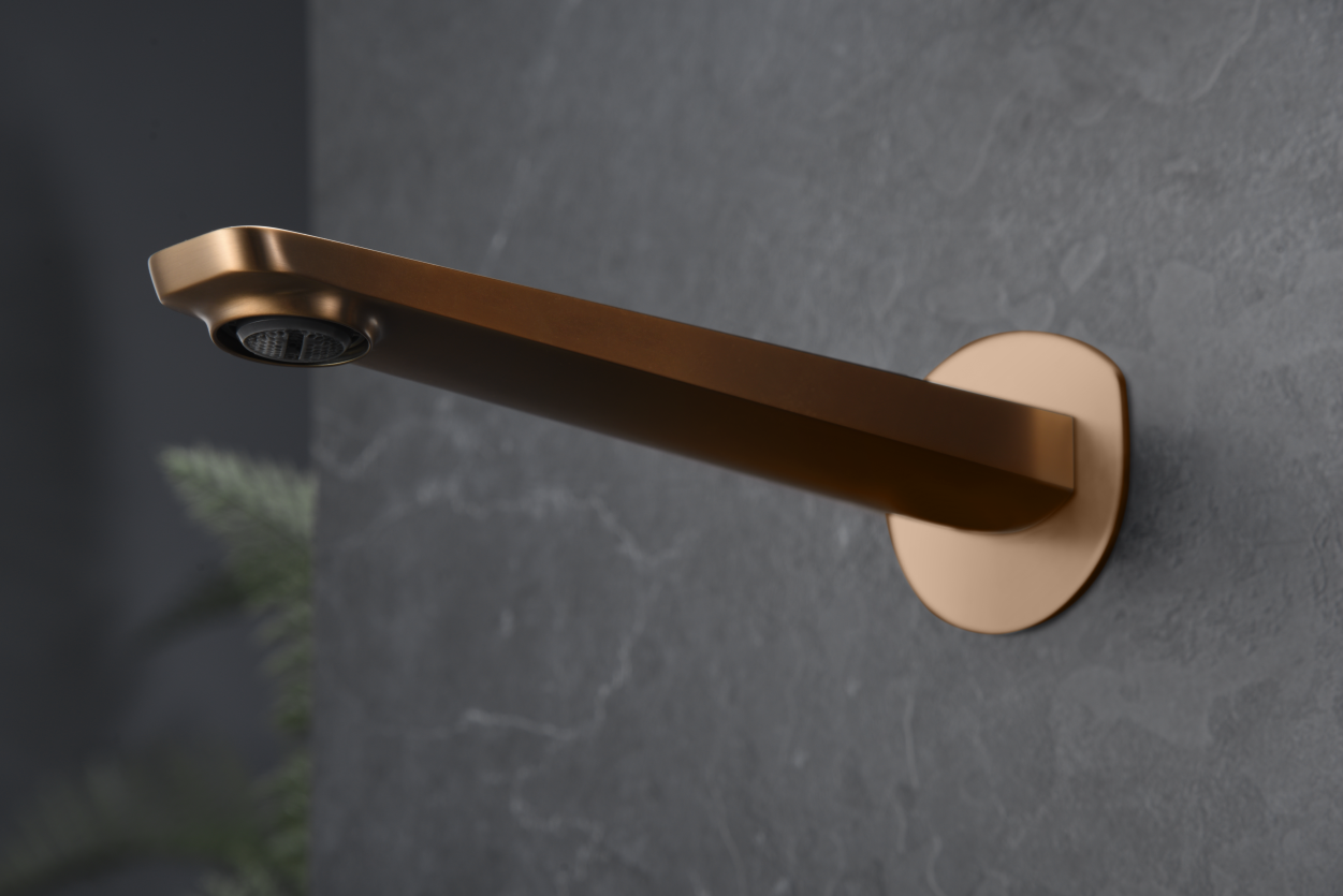 Grifo de lavabo empotrado monomando oro rosa cepillado serie Nápoles IMEX - Imagen 4