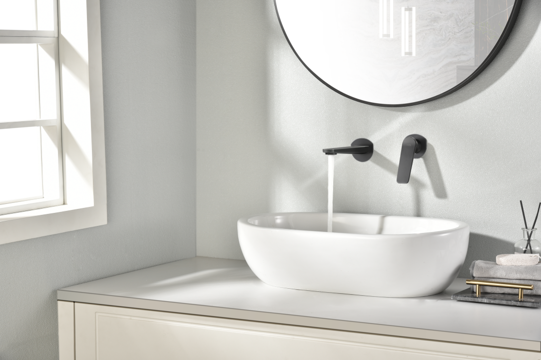 Grifo de lavabo empotrado monomando negro mate serie Nápoles IMEX - Imagen 3
