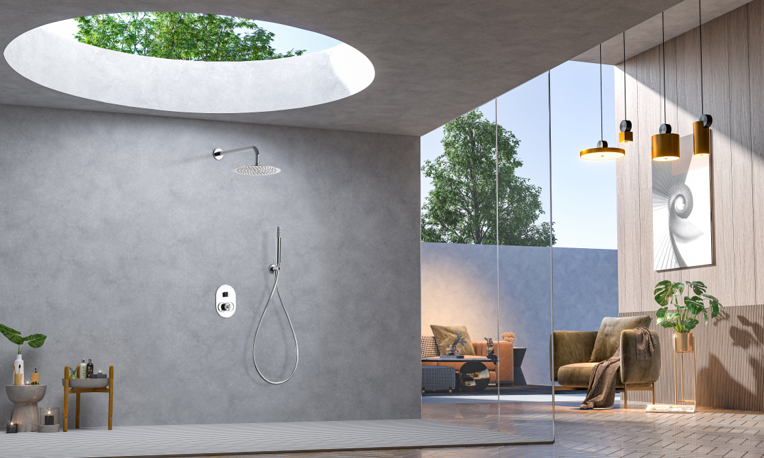 Conjunto de ducha empotrada monomando cromo serie Olimpo IMEX - Imagen 2