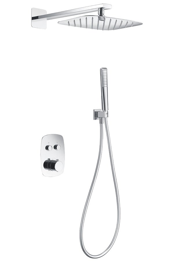 Conjunto de ducha empotrado termostática cromado serie Hidra IMEX