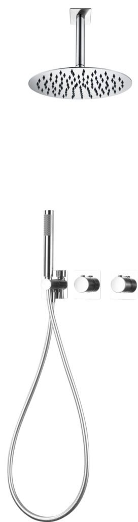 Conjunto de ducha empotrado termostático cromado serie Nepal IMEX