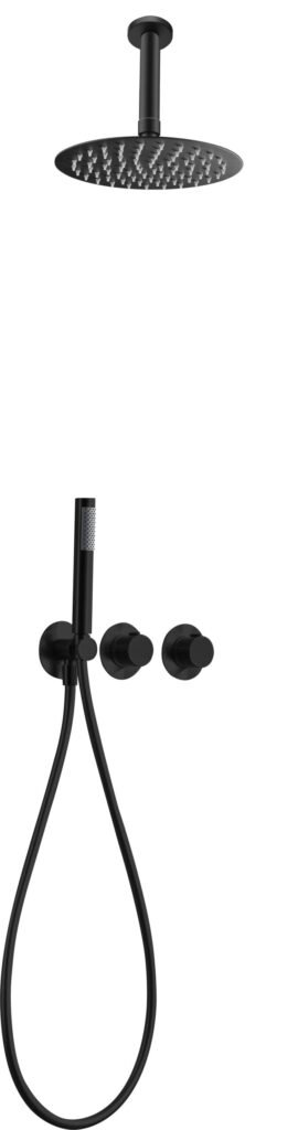 Conjunto de ducha empotrado termostático negro mate serie Breda IMEX