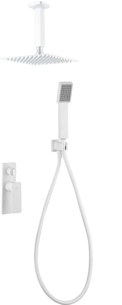 Conjunto de ducha monomando empotrado blanco mate serie Nadi IMEX
