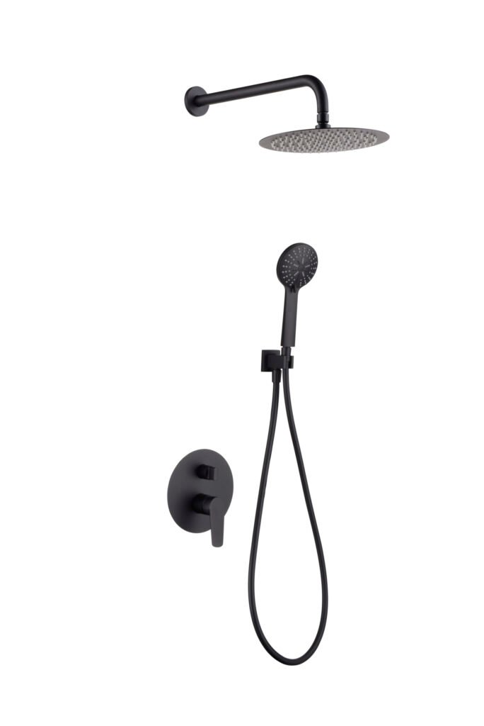 Conjunto de ducha monomando empotrado negro mate serie Belgica IMEX