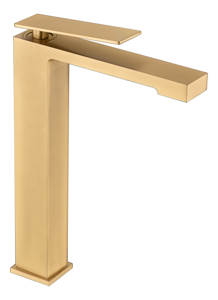 Monomando de lavabo alto oro cepillado serie Pisa IMEX