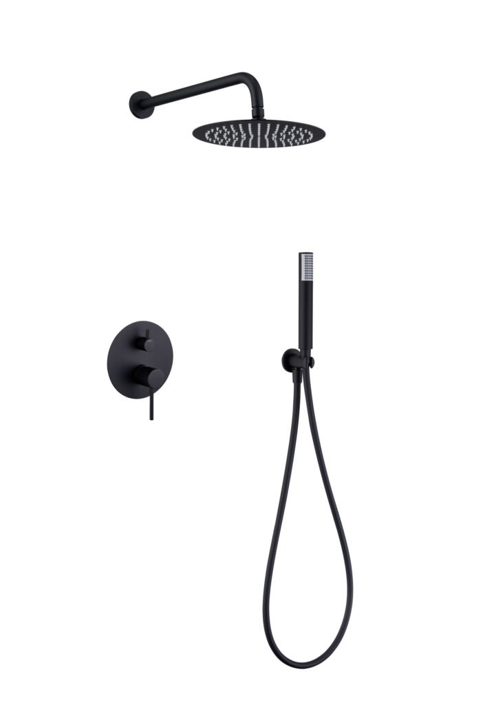 Conjunto de ducha monomando empotrado negro mate serie Monza IMEX