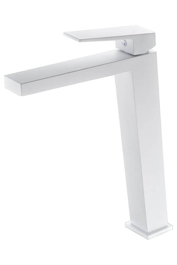 Monomando de lavabo caño alto blanco mate serie Art IMEX