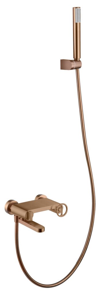 Grifería de baño y ducha oro rosa cepillado serie Olimpo IMEX