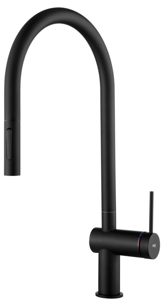 Grifo de cocina extraíble IMEX Berna en negro mate — imagen principal