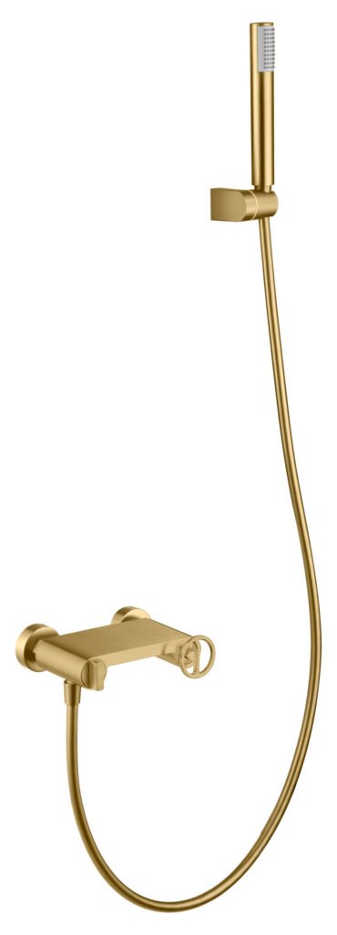 Grifería de ducha monomando oro cepillado serie Olimpo IMEX